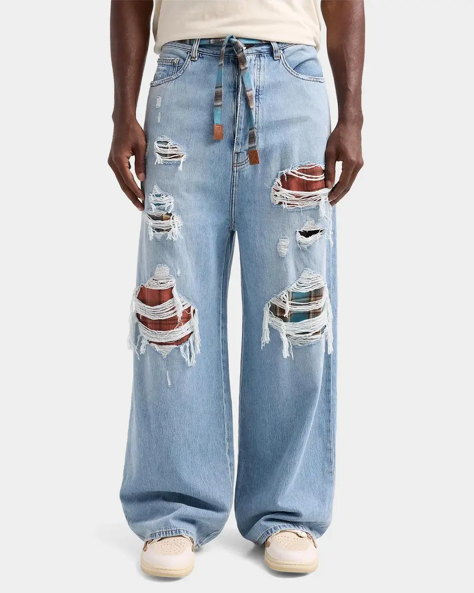 AMIRI Men's Flannel Repair Baggy Jeans | Thumbnail 4 AMIRI Men's Flannel Repair Baggy Jeans | Thumbnail 4