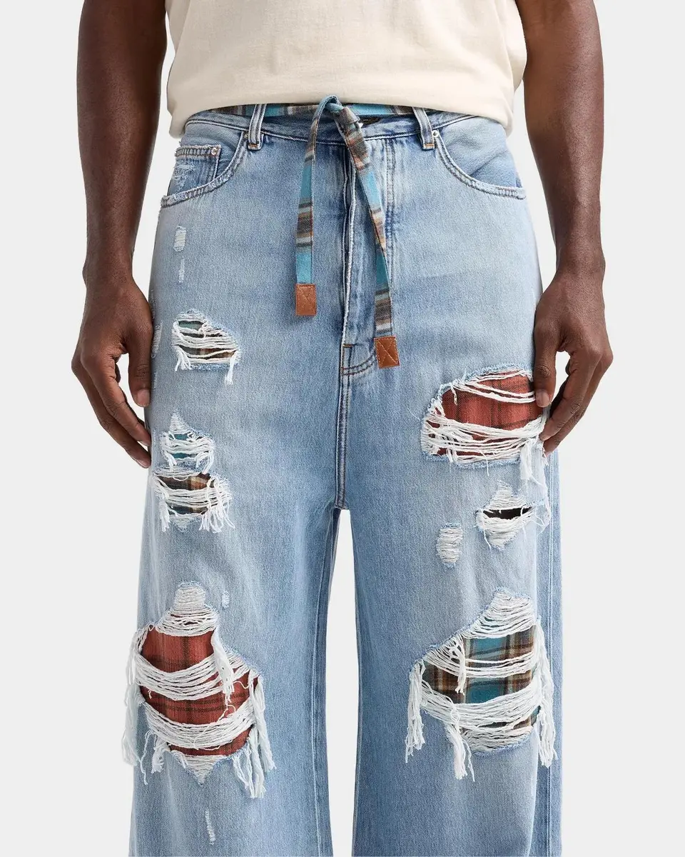 AMIRI Men's Flannel Repair Baggy Jeans | Thumbnail 5 AMIRI Men's Flannel Repair Baggy Jeans | Thumbnail 5