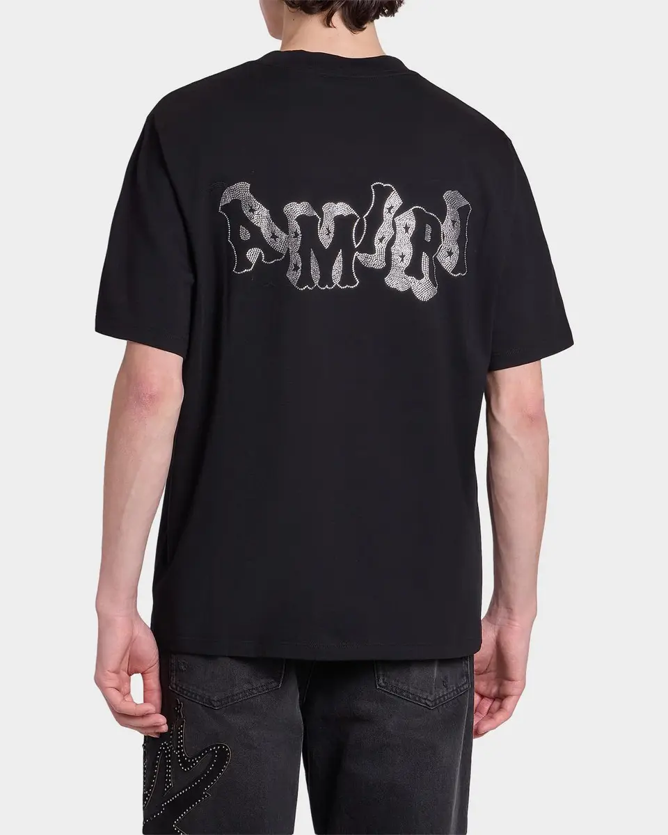 AMIRI Men's Crystal-Embellished Logo Cotton T-Shirt | Thumbnail 3 AMIRI Men's Crystal-Embellished Logo Cotton T-Shirt | Thumbnail 3