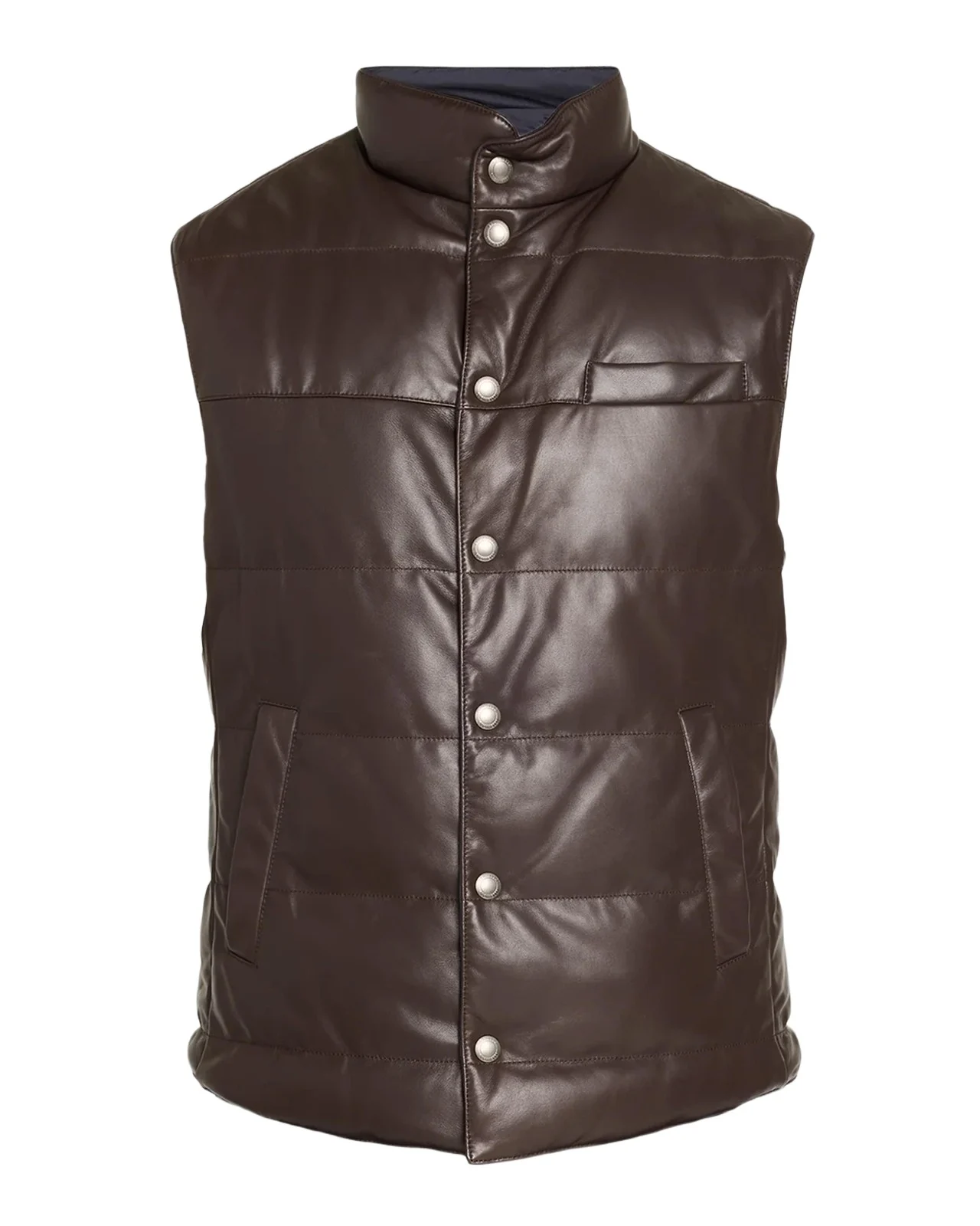 Brunello Cucinelli Men's Reversible Leather and Nylon Quilted Vest