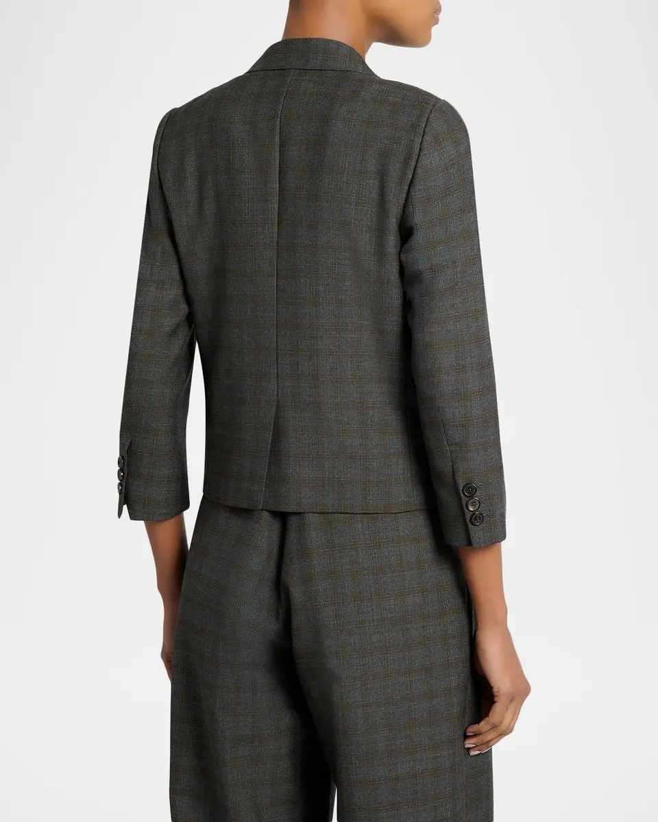 Dries Van Noten Check Single-Breasted Shrunken Jacket | Thumbnail 3 Dries Van Noten Check Single-Breasted Shrunken Jacket | Thumbnail 3