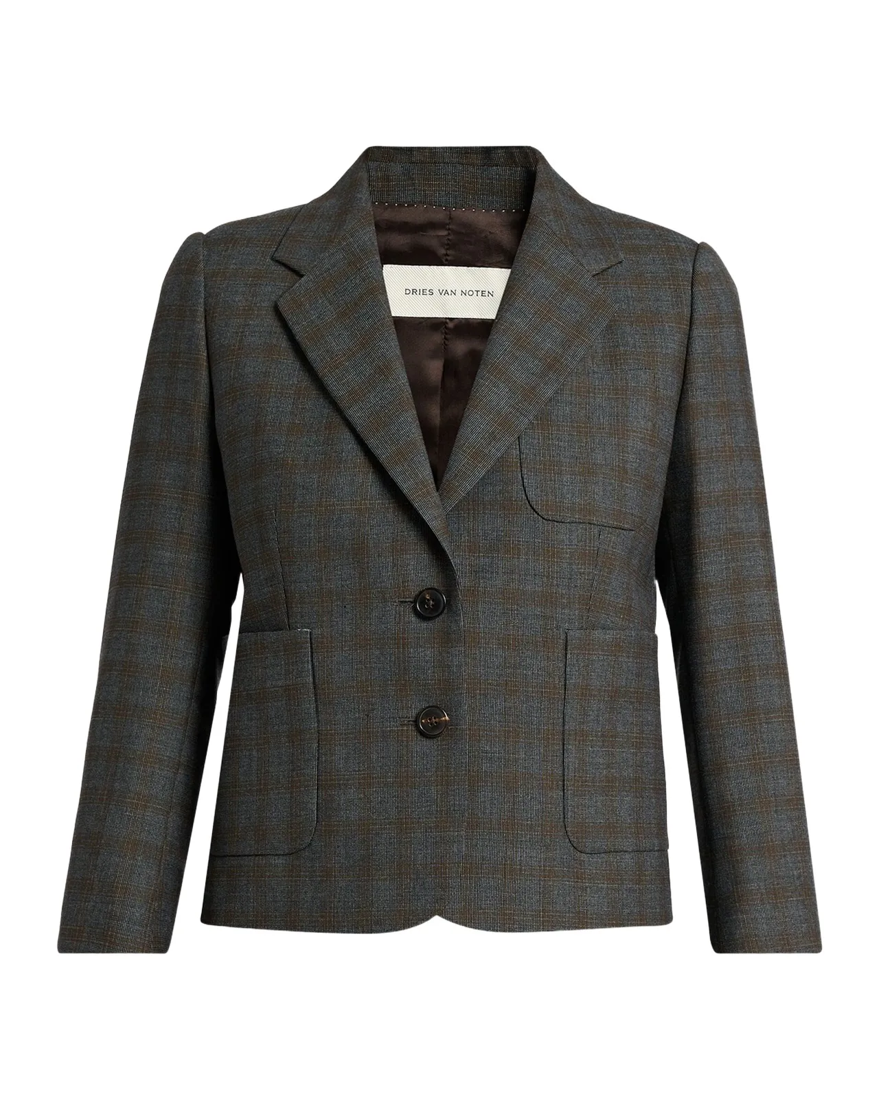 Check Single-Breasted Shrunken Jacket