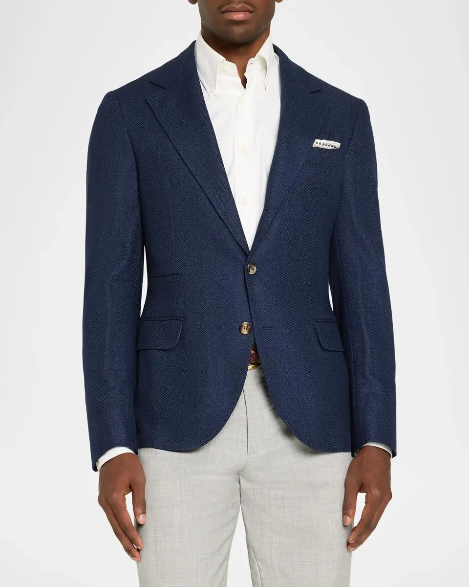 Brunello Cucinelli Men's Wool Flap Pocket Single-Breasted Suit Jacket | Thumbnail 4 Brunello Cucinelli Men's Wool Flap Pocket Single-Breasted Suit Jacket | Thumbnail 4