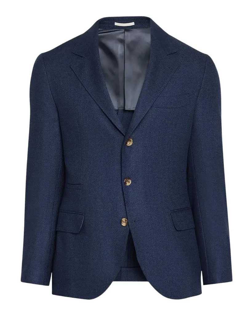 Brunello Cucinelli Men's Wool Flap Pocket Single-Breasted Suit Jacket | Image 1 Brunello Cucinelli Men's Wool Flap Pocket Single-Breasted Suit Jacket | Image 1