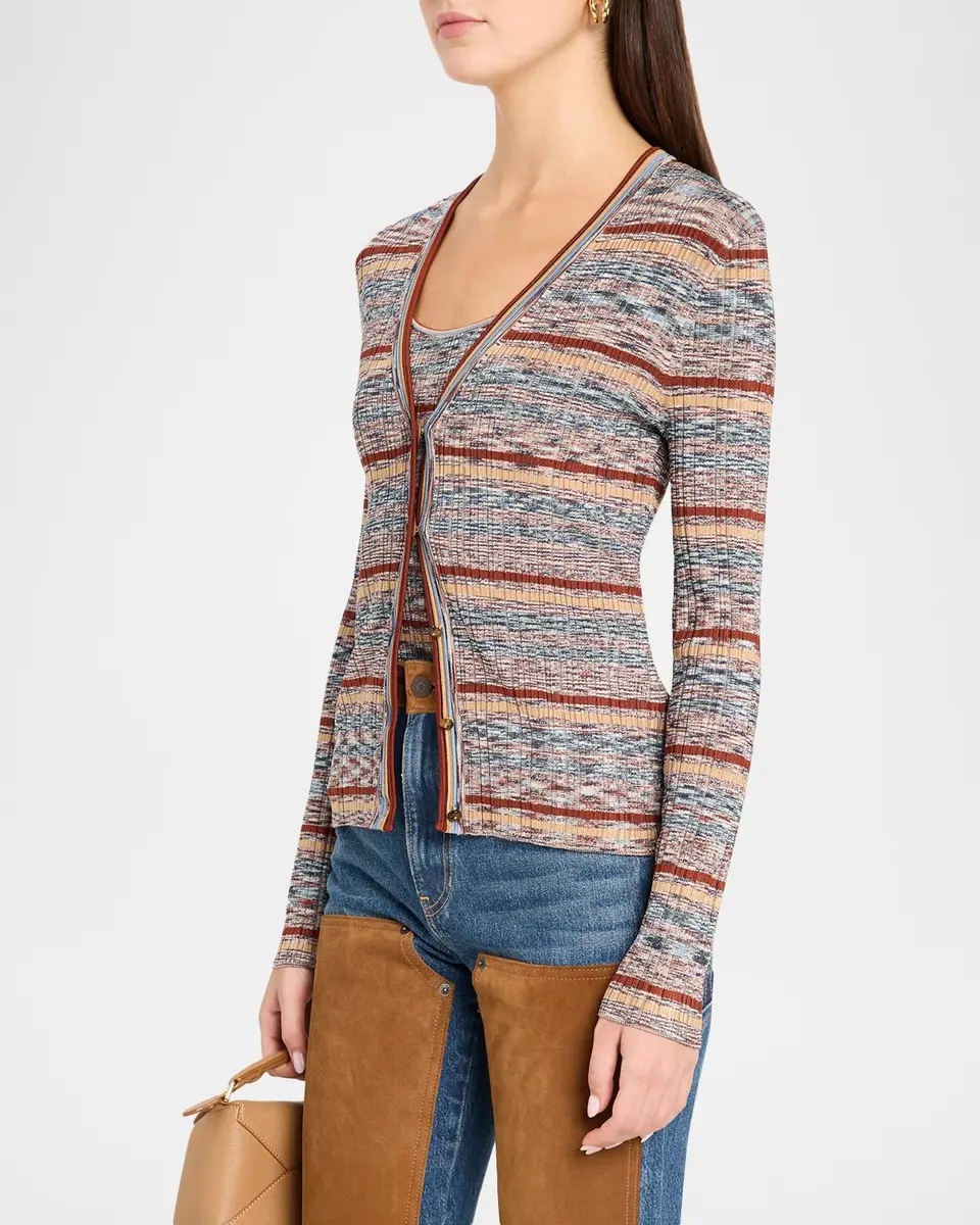 Veronica Beard Calliope Striped Rib-Knit Cardigan | Thumbnail 4