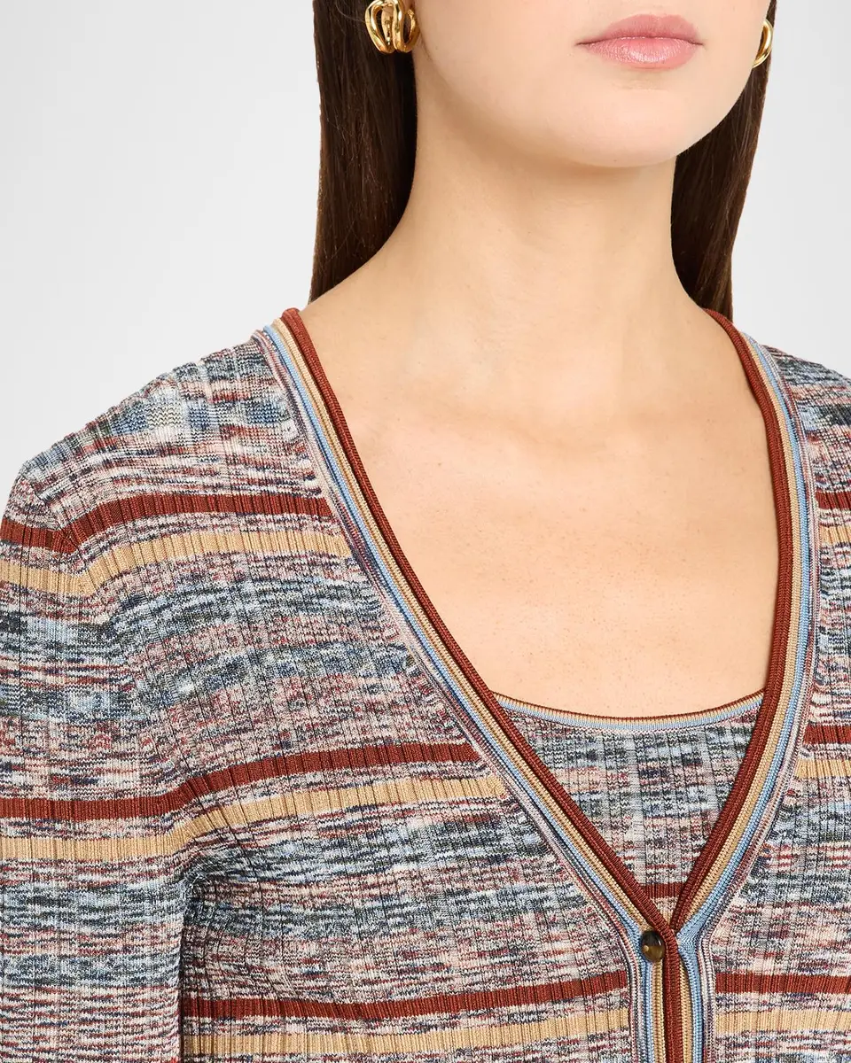 Veronica Beard Calliope Striped Rib-Knit Cardigan | Thumbnail 5