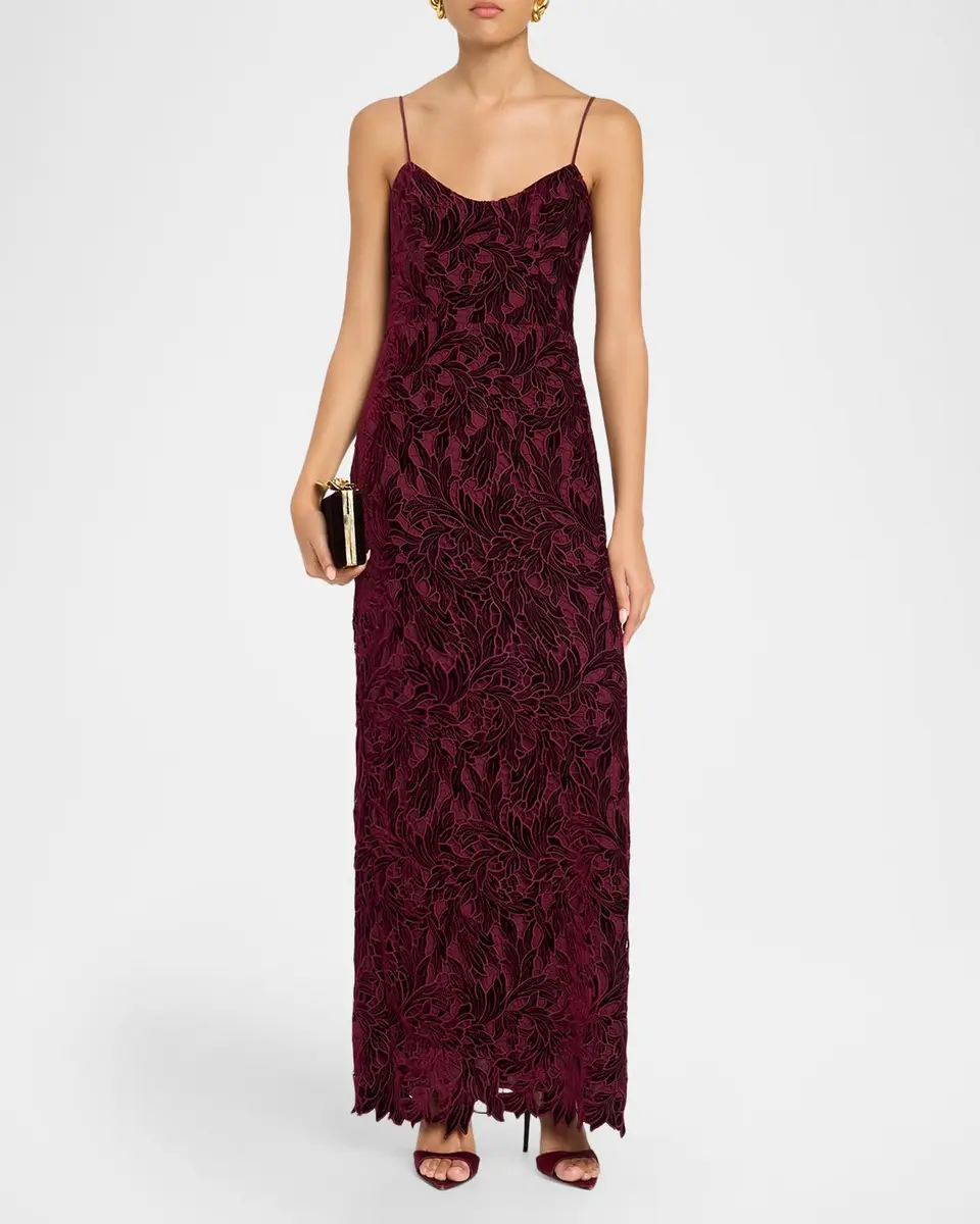 As It May Charlotte Sleeveless Velvet Lace Column Gown | Thumbnail 2 As It May Charlotte Sleeveless Velvet Lace Column Gown | Thumbnail 2