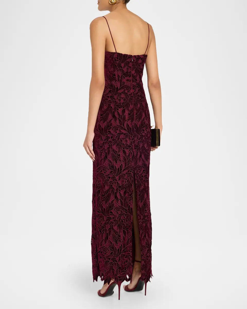 As It May Charlotte Sleeveless Velvet Lace Column Gown | Thumbnail 3 As It May Charlotte Sleeveless Velvet Lace Column Gown | Thumbnail 3