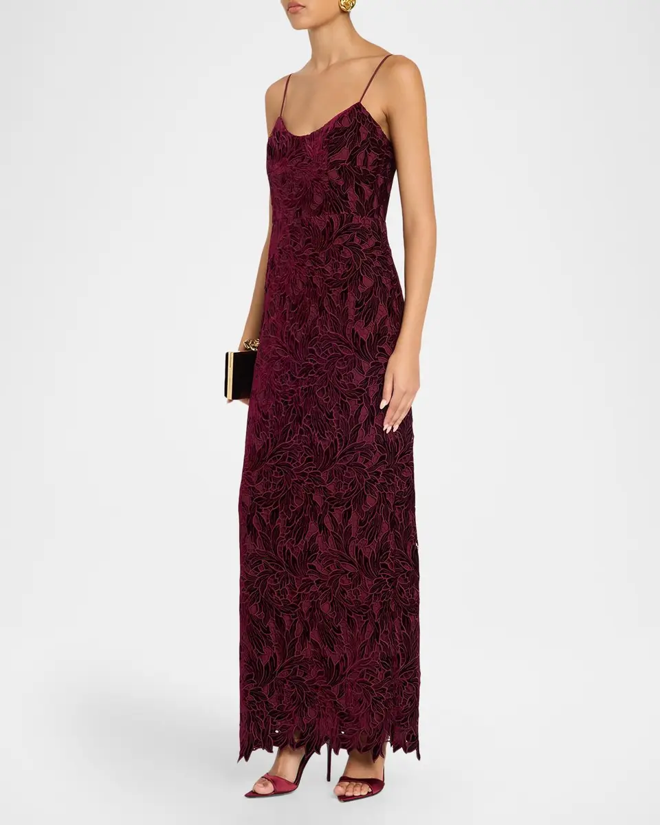 As It May Charlotte Sleeveless Velvet Lace Column Gown | Thumbnail 4 As It May Charlotte Sleeveless Velvet Lace Column Gown | Thumbnail 4