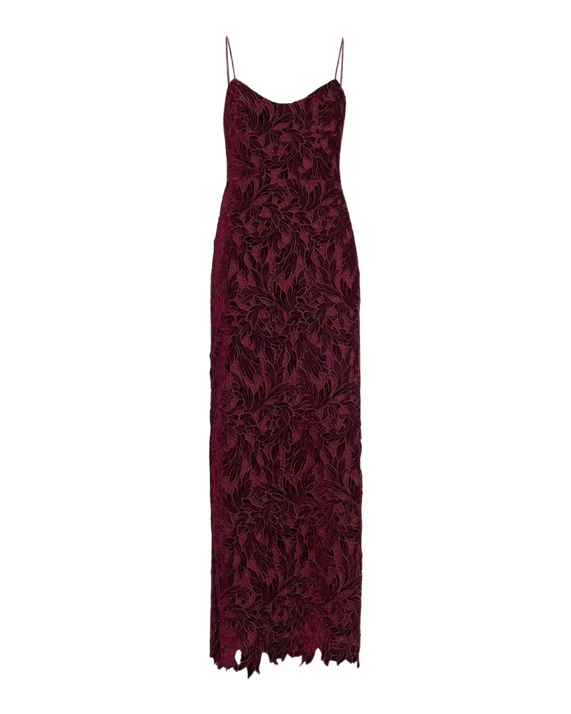 As It May Charlotte Sleeveless Velvet Lace Column Gown
