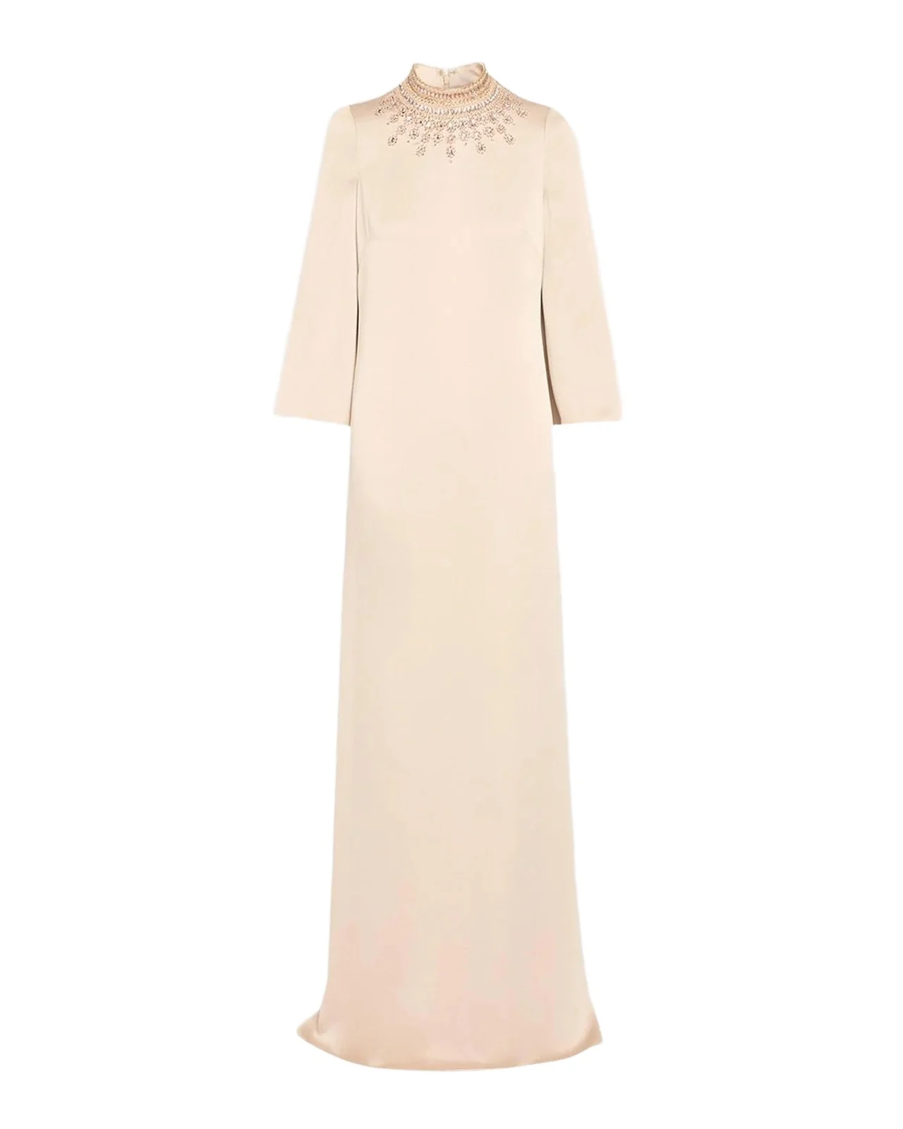 Embellished Collar Satin Gown Embellished Collar Satin Gown