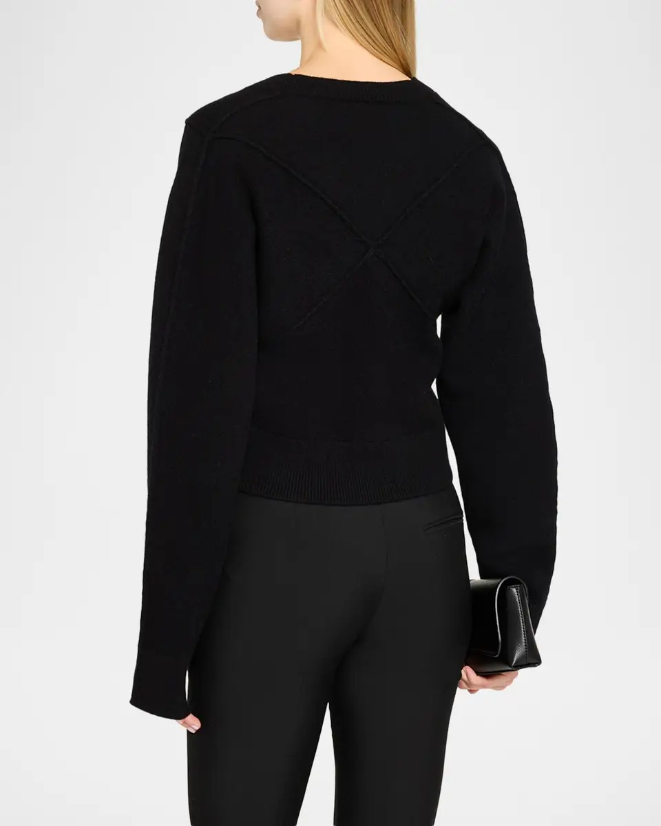 Jason Wu Collection Sculptural Merino Wool Crop V-Neck Cardigan | Thumbnail 3 Jason Wu Collection Sculptural Merino Wool Crop V-Neck Cardigan | Thumbnail 3