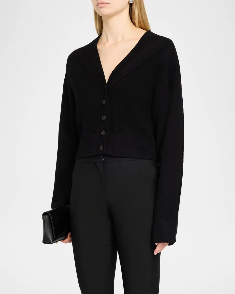 Jason Wu Collection Sculptural Merino Wool Crop V-Neck Cardigan | Thumbnail 4 Jason Wu Collection Sculptural Merino Wool Crop V-Neck Cardigan | Thumbnail 4