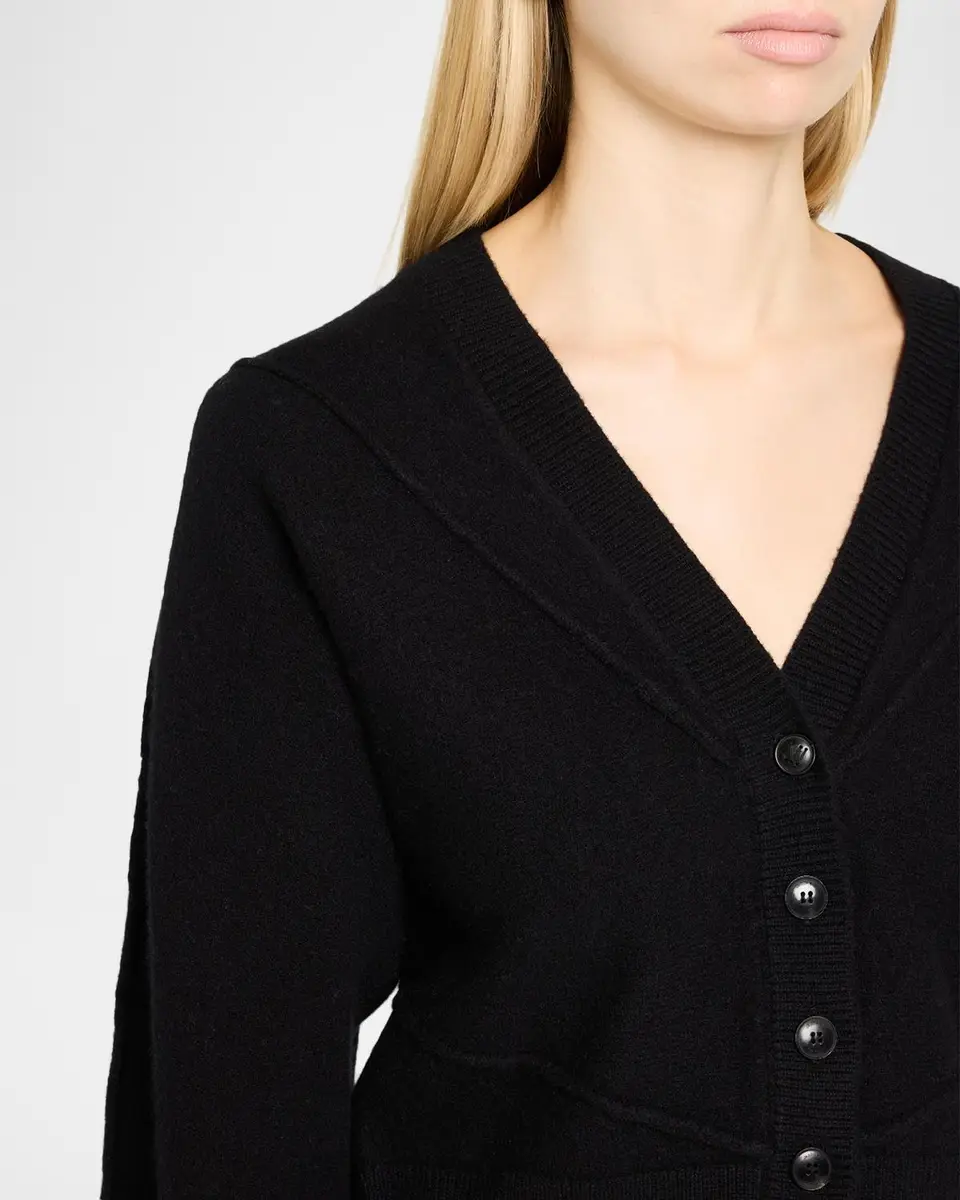 Jason Wu Collection Sculptural Merino Wool Crop V-Neck Cardigan | Thumbnail 5 Jason Wu Collection Sculptural Merino Wool Crop V-Neck Cardigan | Thumbnail 5