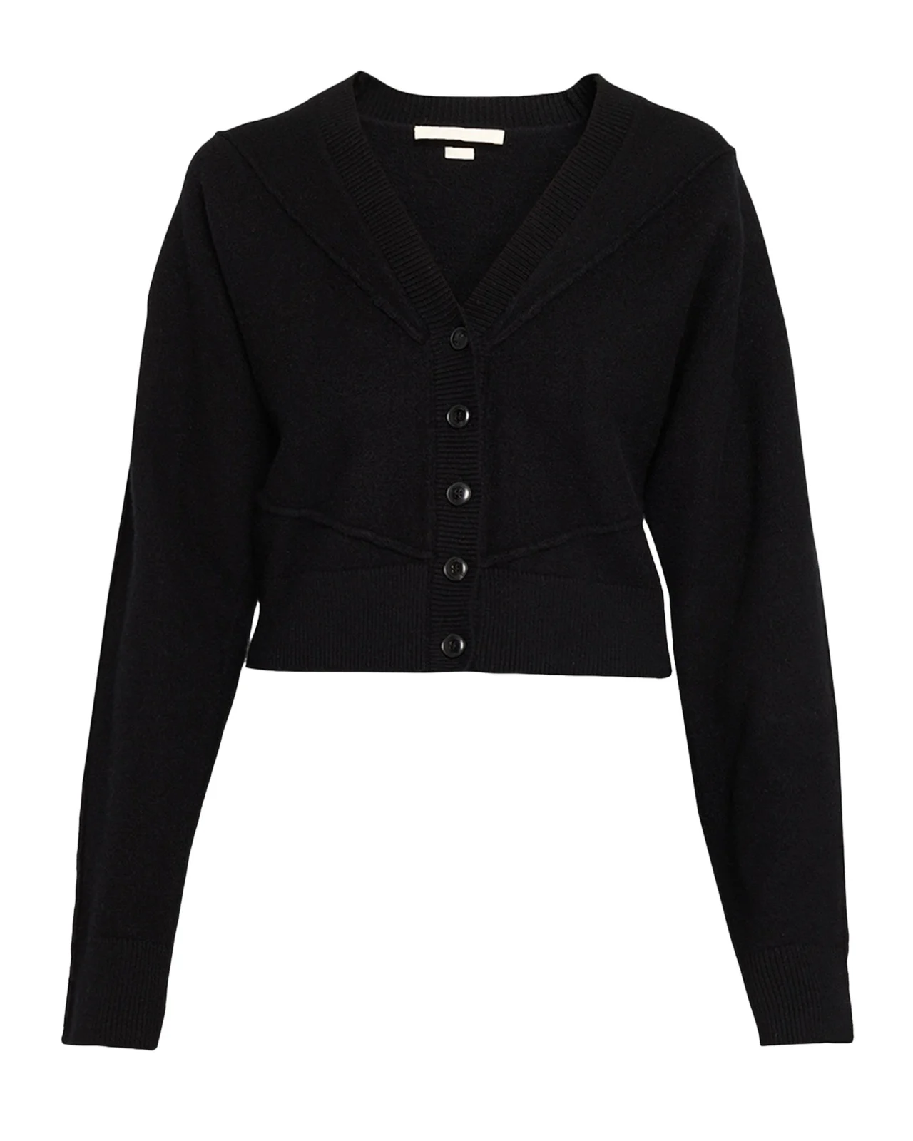 Sculptural Merino Wool Crop V-Neck Cardigan Sculptural Merino Wool Crop V-Neck Cardigan