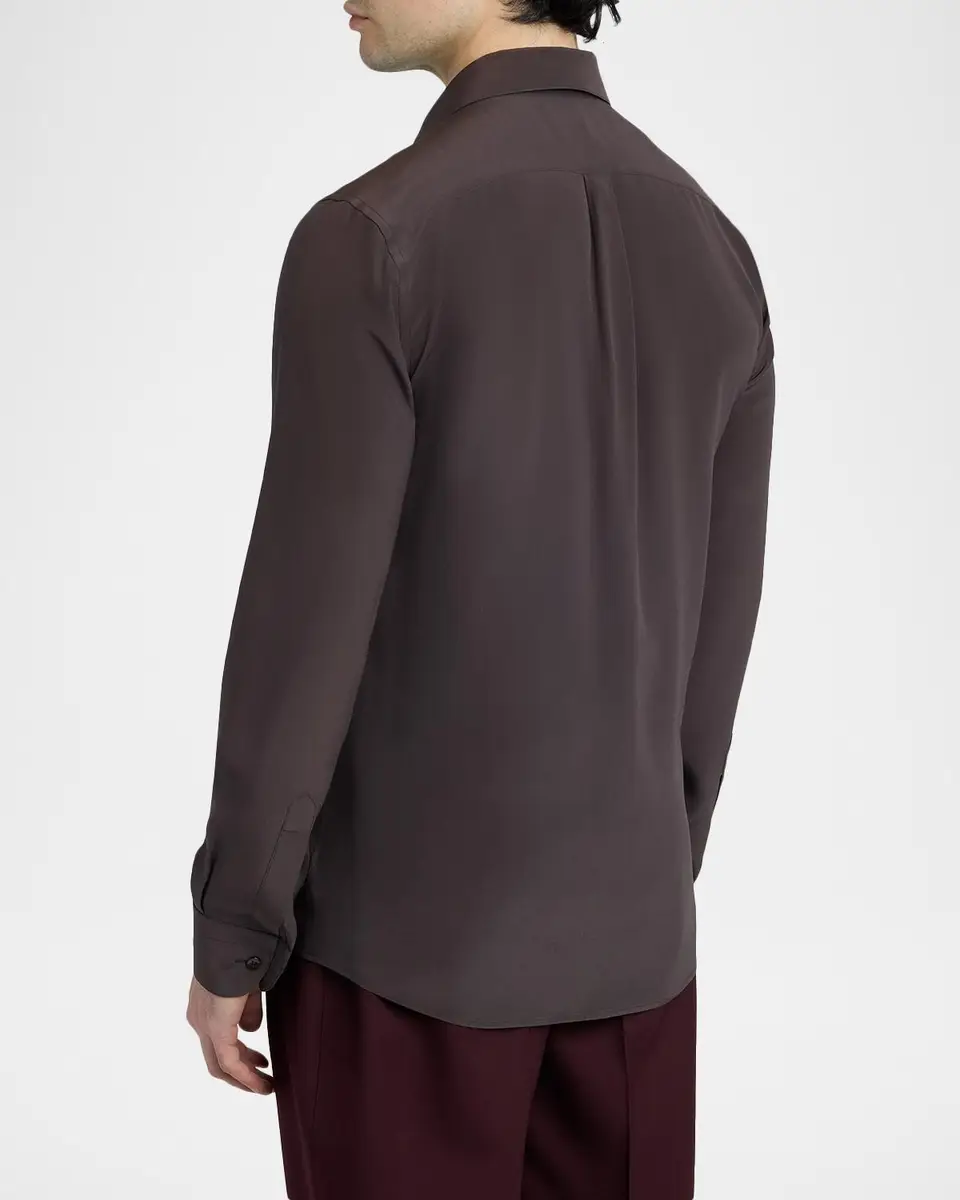 Dolce & Gabbana Men's Silk Long-Sleeve Collared Shirt | Thumbnail 3 Dolce & Gabbana Men's Silk Long-Sleeve Collared Shirt | Thumbnail 3