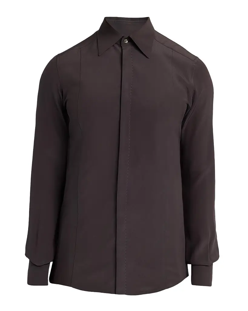 Dolce & Gabbana Men's Silk Long-Sleeve Collared Shirt