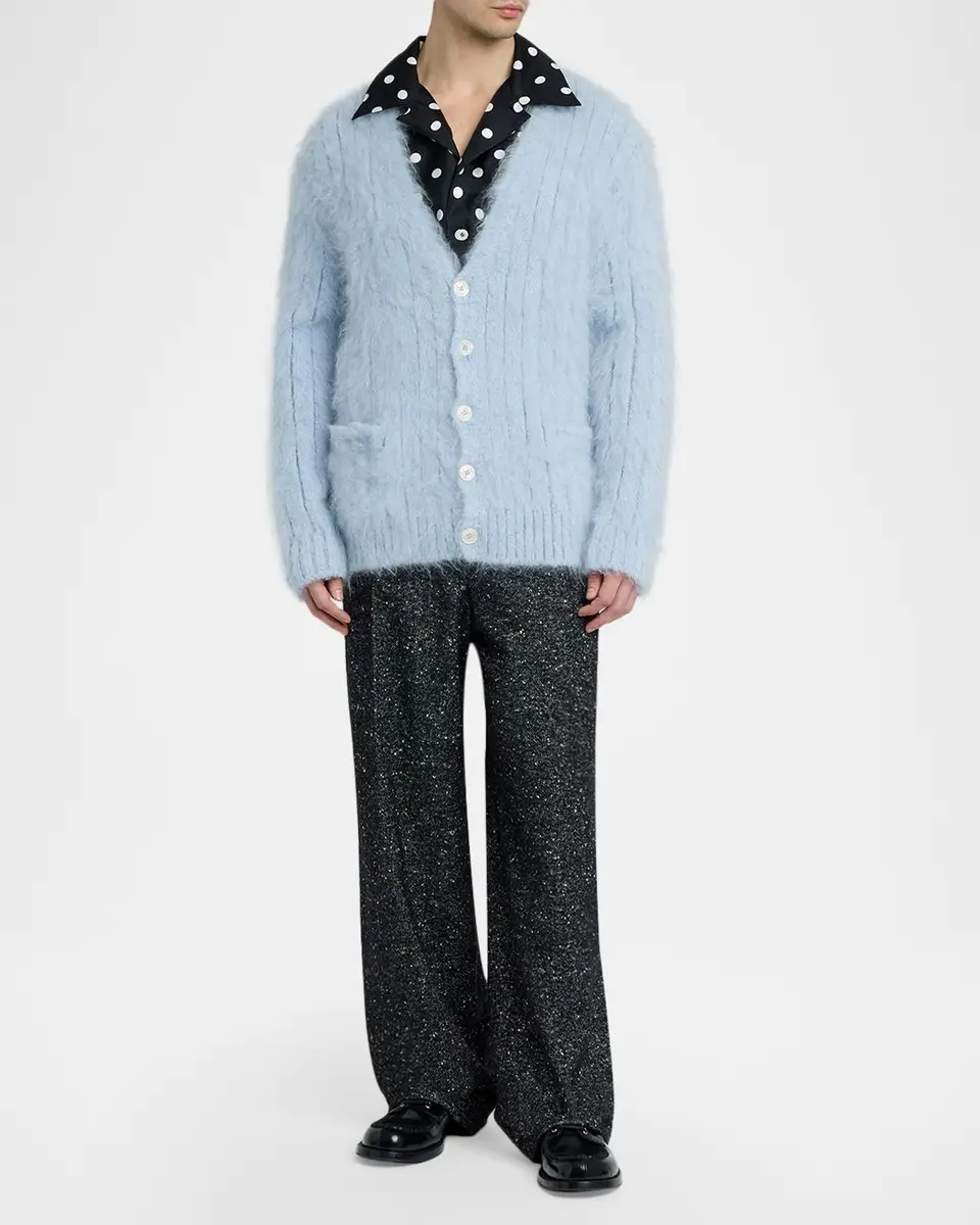 Dolce & Gabbana Men's Wool-Blend Speckled Wide-Leg Trousers | Thumbnail 2 Dolce & Gabbana Men's Wool-Blend Speckled Wide-Leg Trousers | Thumbnail 2