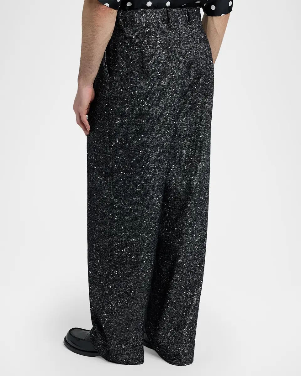 Dolce & Gabbana Men's Wool-Blend Speckled Wide-Leg Trousers | Thumbnail 3 Dolce & Gabbana Men's Wool-Blend Speckled Wide-Leg Trousers | Thumbnail 3