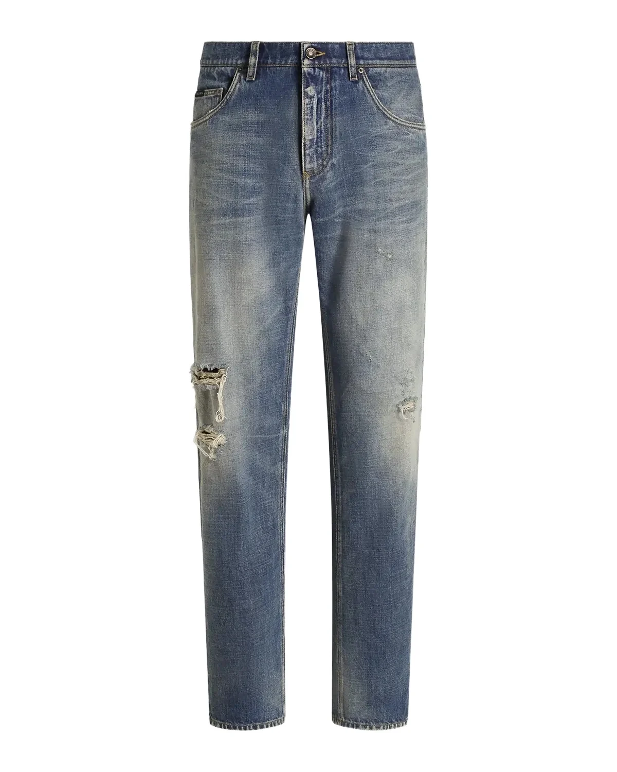 Dolce & Gabbana Men's Knee-Rip Straight-Leg Jeans