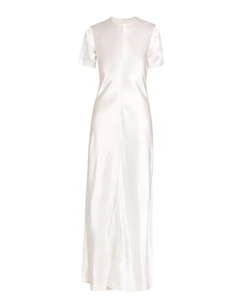 FFORME Akriti Hammered Satin Short-Sleeve Maxi Dress