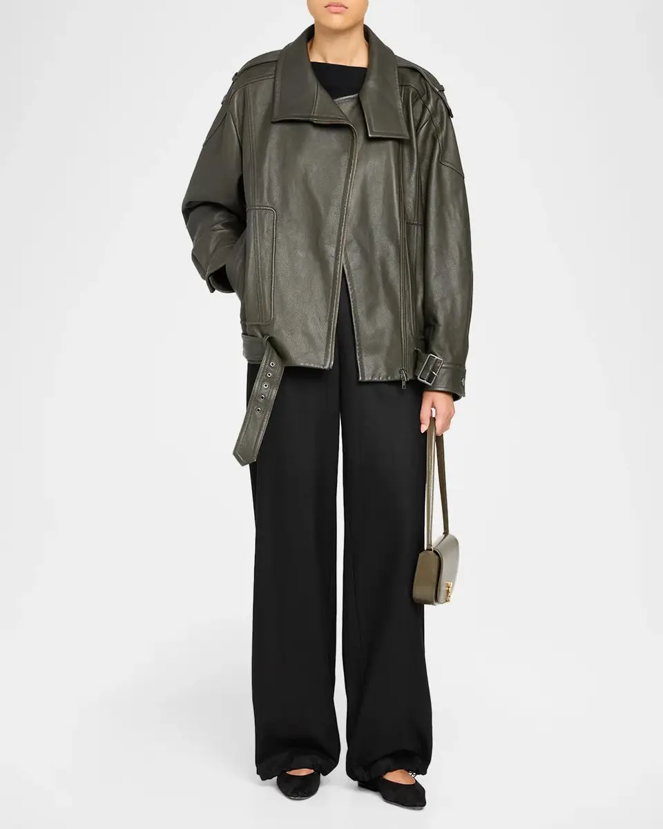 Vince Oversized Leather Aviator Jacket | Thumbnail 2 Vince Oversized Leather Aviator Jacket | Thumbnail 2