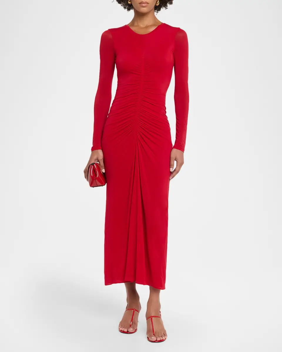 FFORME Selena Ruched Long-Sleeve Midi Dress | Thumbnail 2