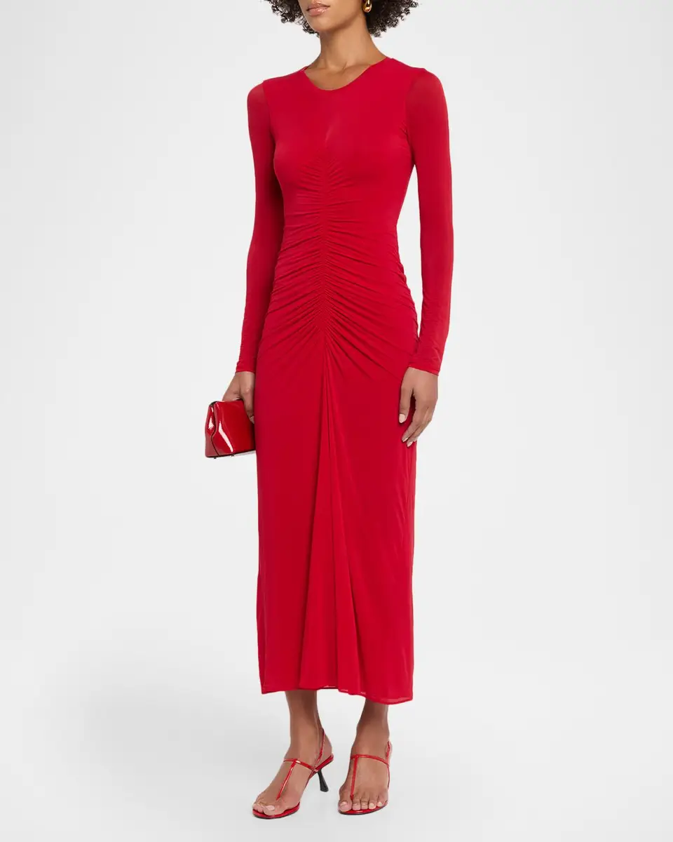FFORME Selena Ruched Long-Sleeve Midi Dress | Thumbnail 4