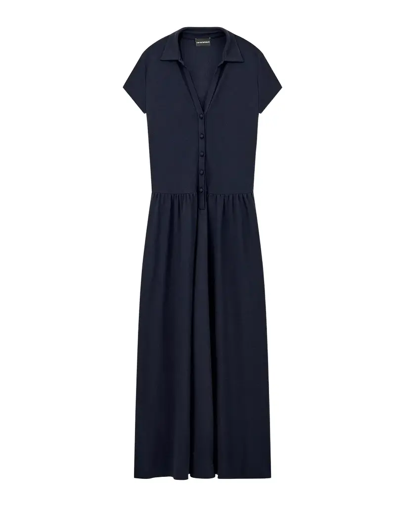 Emporio Armani Drop-Waist Midi Polo Dress