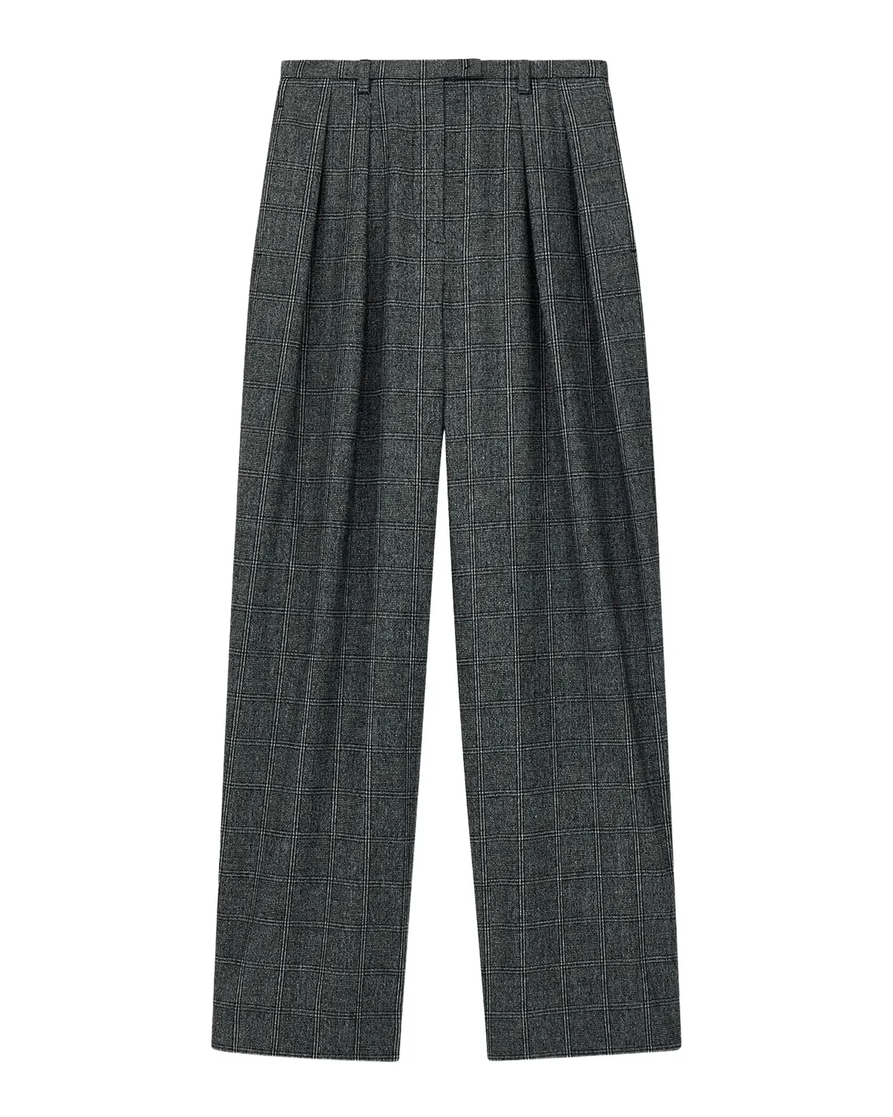Emporio Armani Plaid Pleated Wide-Leg Trousers