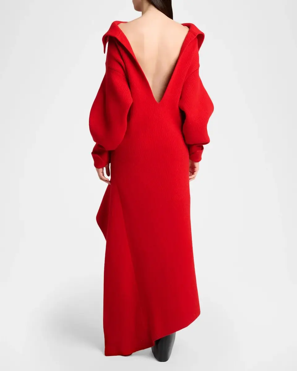 Givenchy High-Neck Slashed Wool-Cashmere Asymmetric Mini Sweater Dress | Thumbnail 3 Givenchy High-Neck Slashed Wool-Cashmere Asymmetric Mini Sweater Dress | Thumbnail 3
