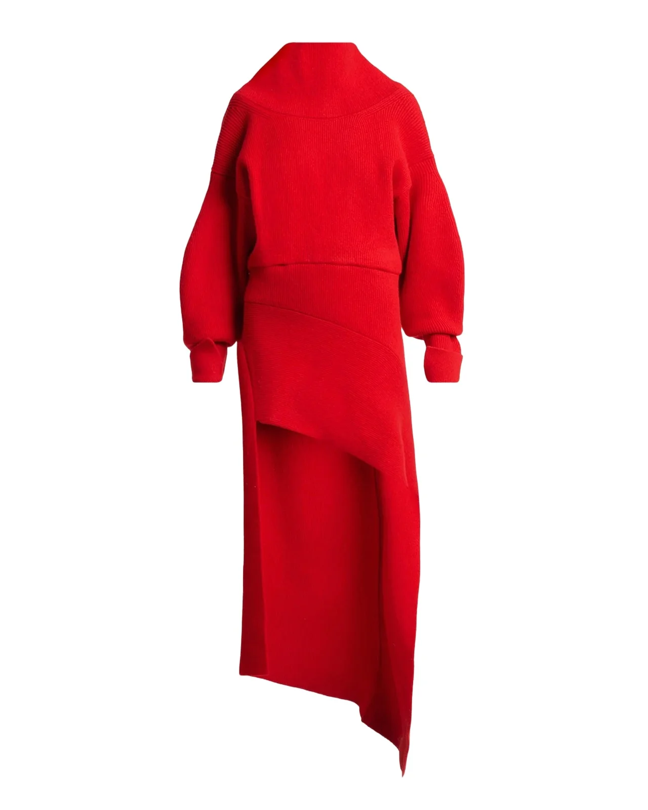 Givenchy High-Neck Slashed Wool-Cashmere Asymmetric Mini Sweater Dress