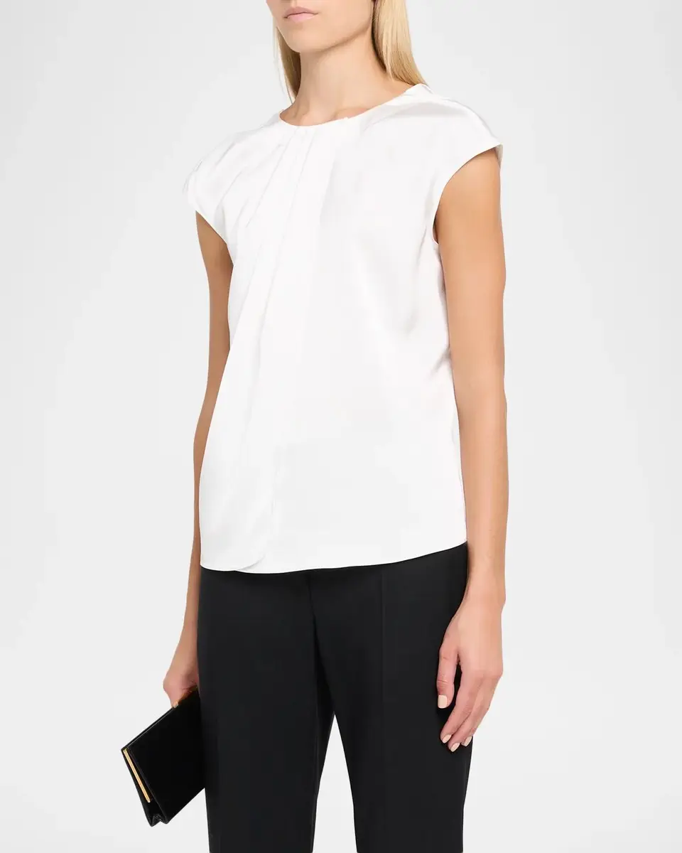 Emporio Armani Pleated Satin Top | Thumbnail 4 Emporio Armani Pleated Satin Top | Thumbnail 4
