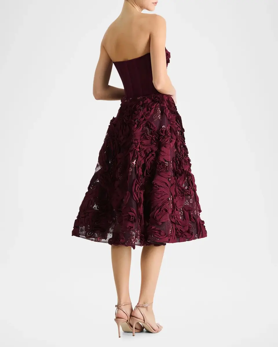 HELSI Florence Strapless Beaded Floral Mesh Gown | Thumbnail 3