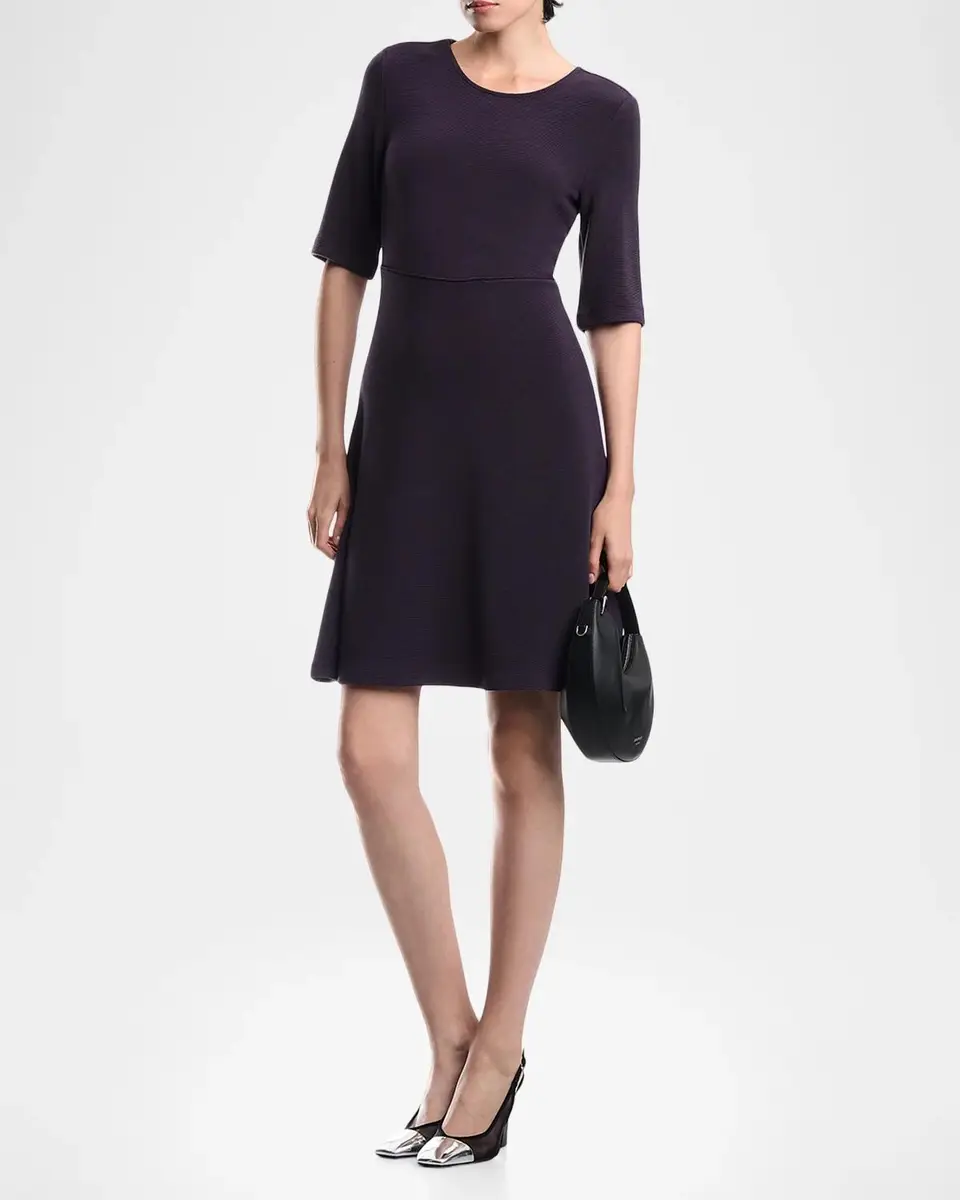 Emporio Armani Rib-Knit A-Line Mini Dress | Thumbnail 2 Emporio Armani Rib-Knit A-Line Mini Dress | Thumbnail 2