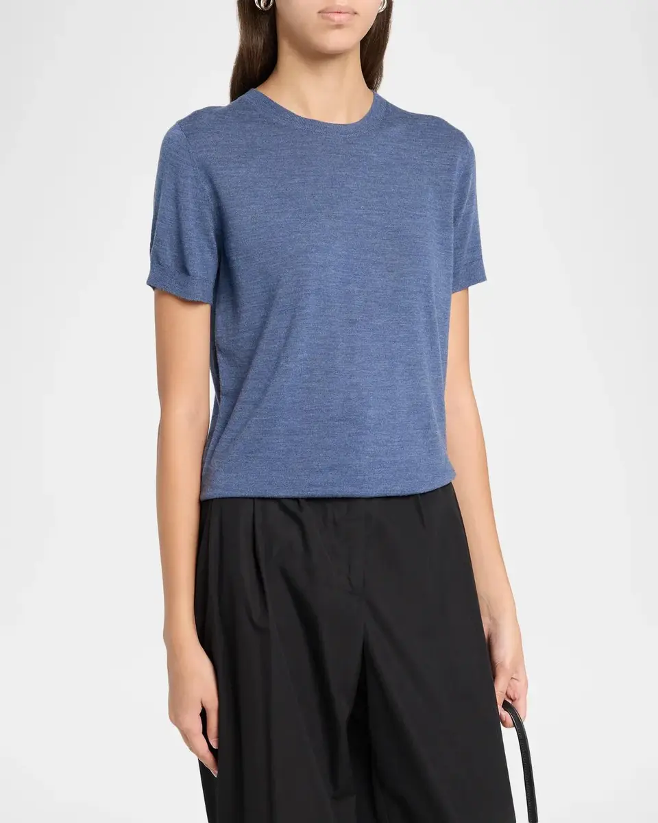 Theory Regal Merino Wool Short-Sleeve Crew T-Shirt | Thumbnail 4 Theory Regal Merino Wool Short-Sleeve Crew T-Shirt | Thumbnail 4