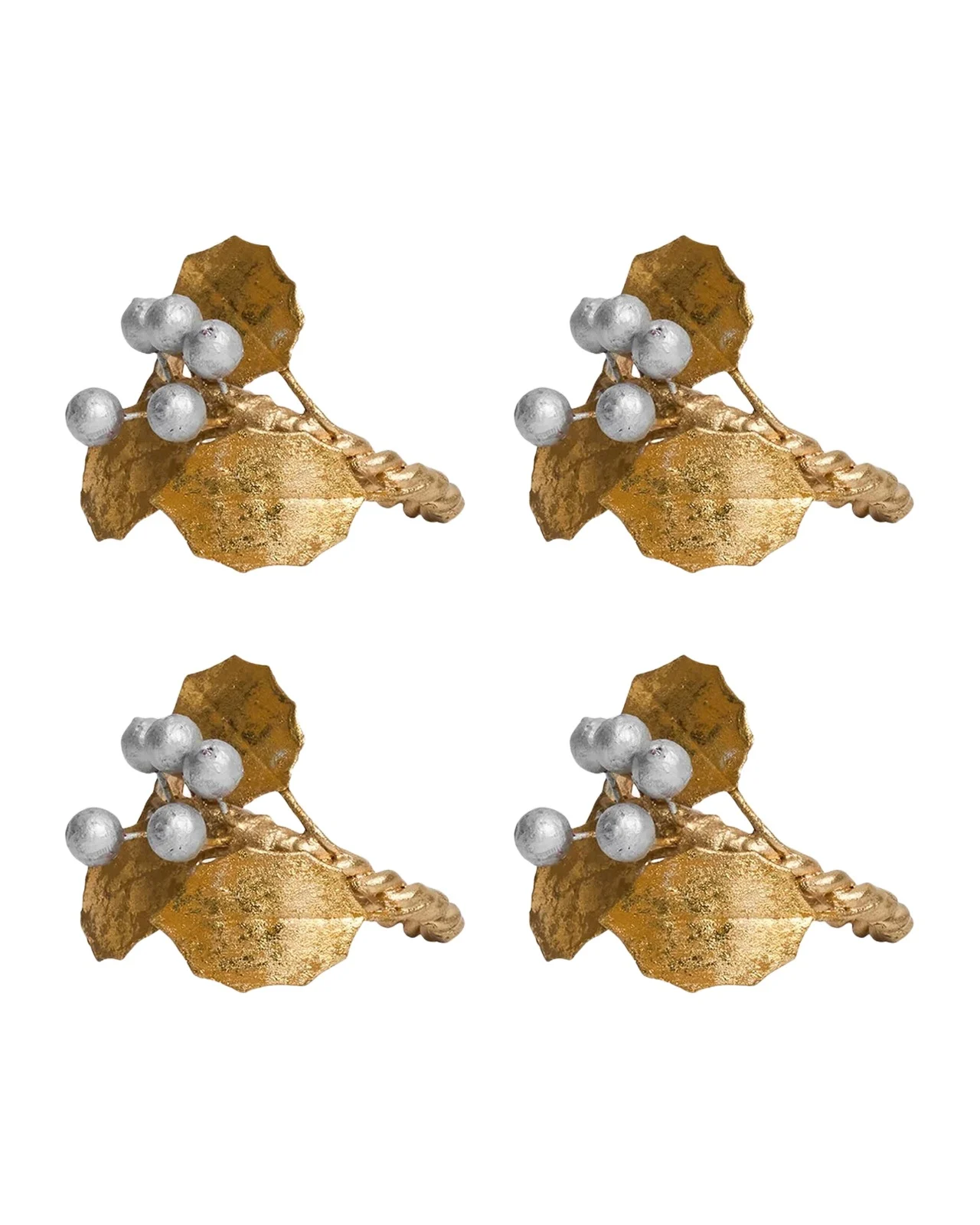 Juliska Forest Walk Holly with Berries Napkin Rings, Set of 4