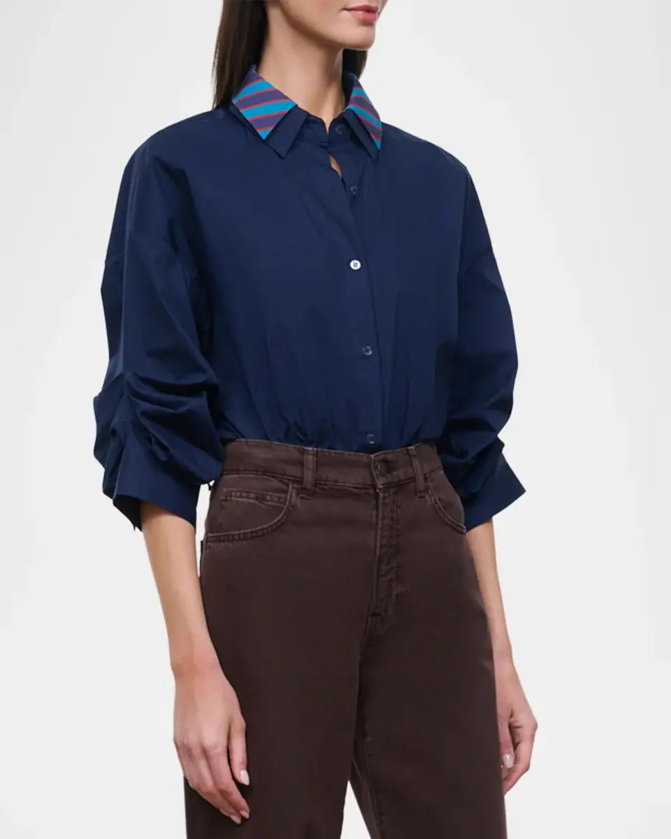 Staud Uptown Stripe Collar Bodysuit | Thumbnail 4 Staud Uptown Stripe Collar Bodysuit | Thumbnail 4