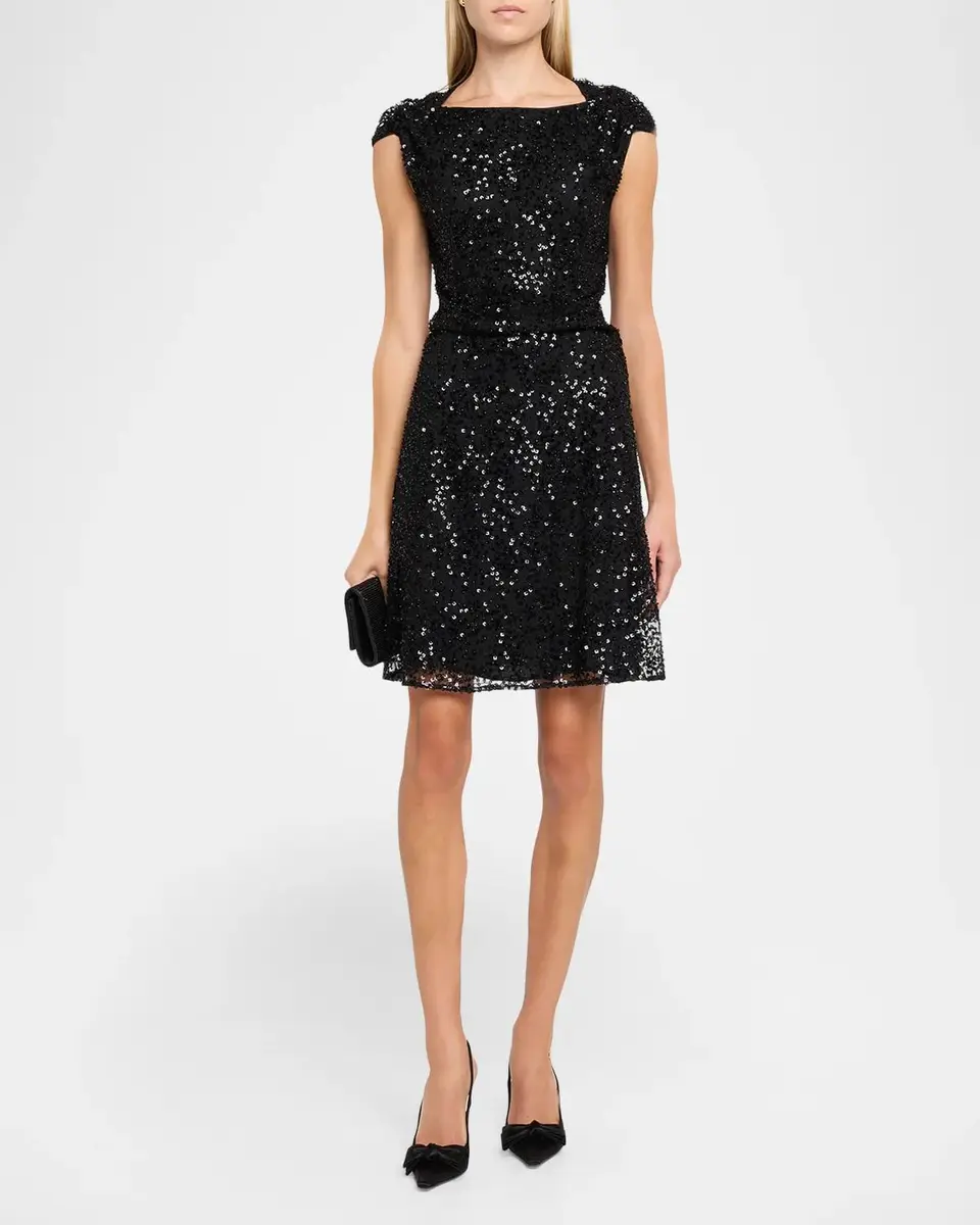 Emporio Armani Sequined Lace Knee-Length Dress | Thumbnail 2