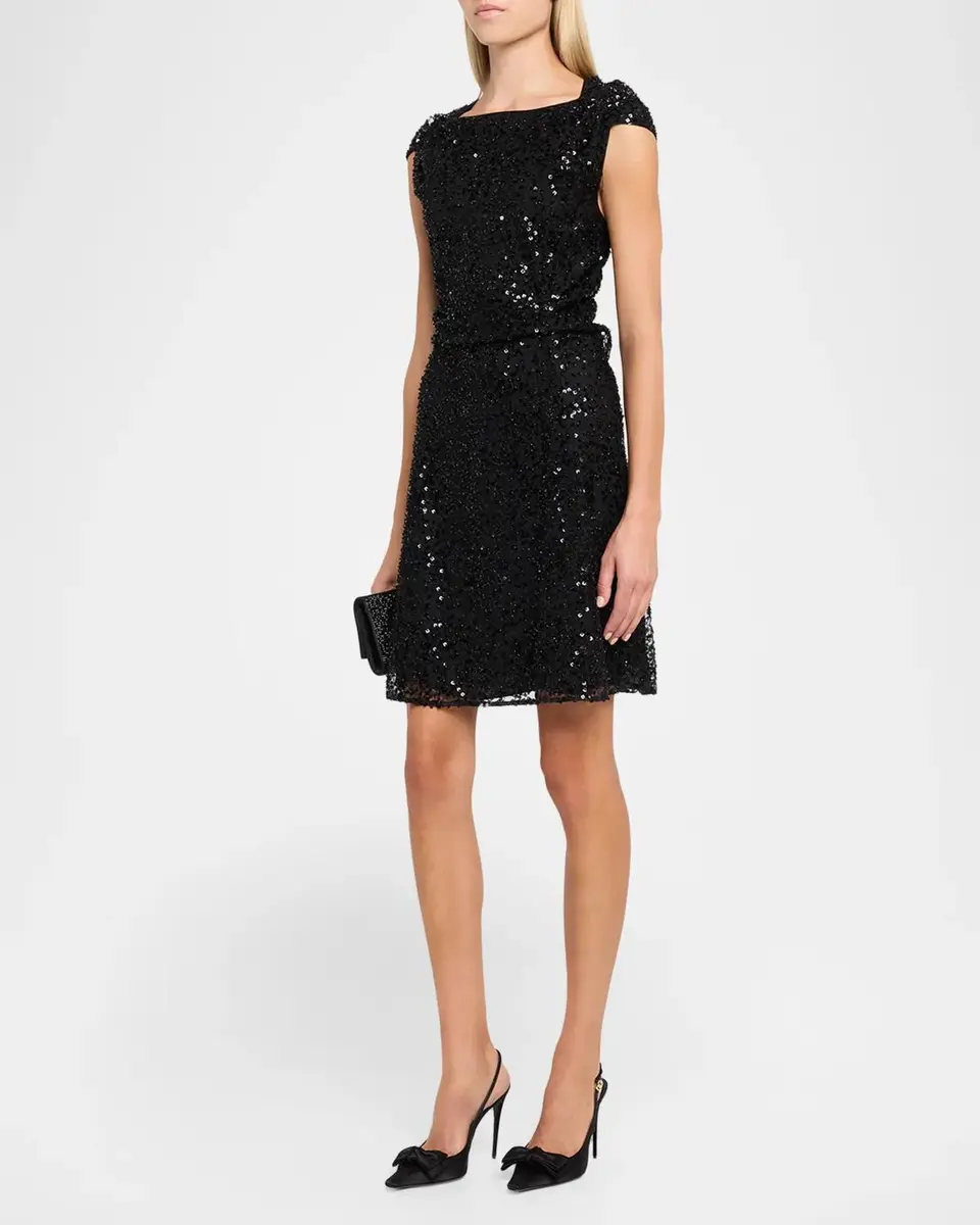 Emporio Armani Sequined Lace Knee-Length Dress | Thumbnail 4