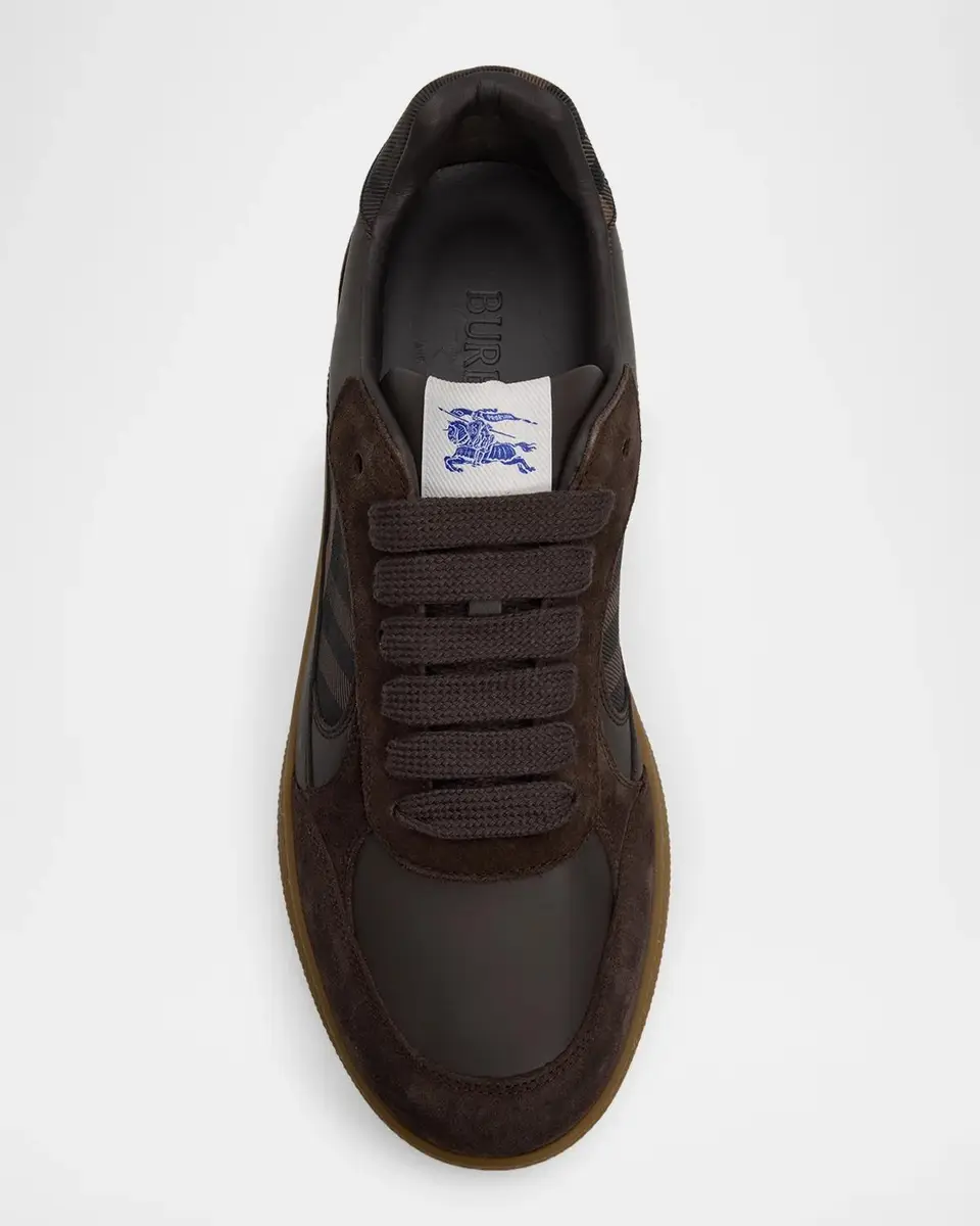 Burberry Men's Terrace Leather, Suede and Check Sneakers | Thumbnail 4