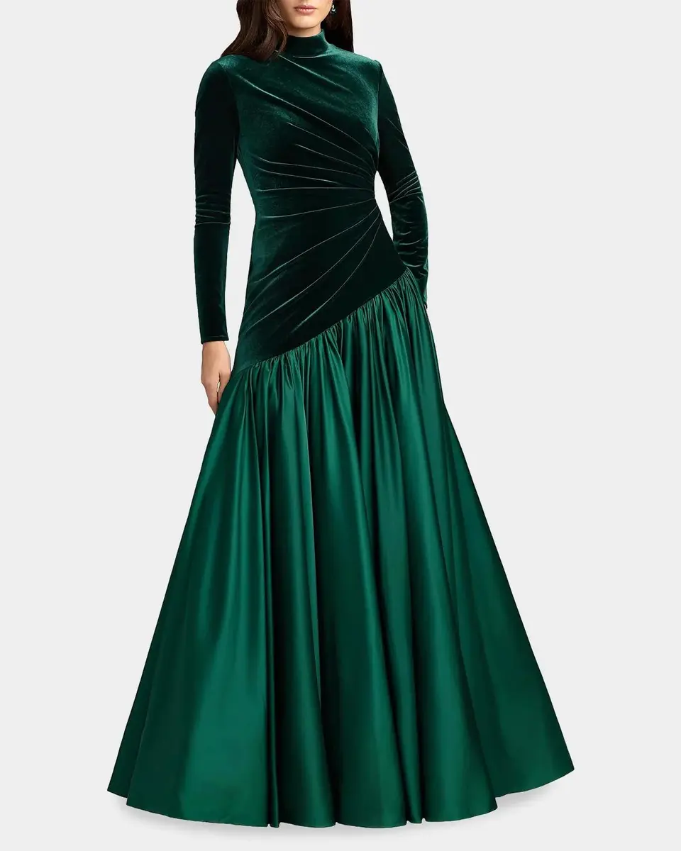 Mac Duggal Mixed-Media Asymmetric Ballgown | Thumbnail 2 Mac Duggal Mixed-Media Asymmetric Ballgown | Thumbnail 2