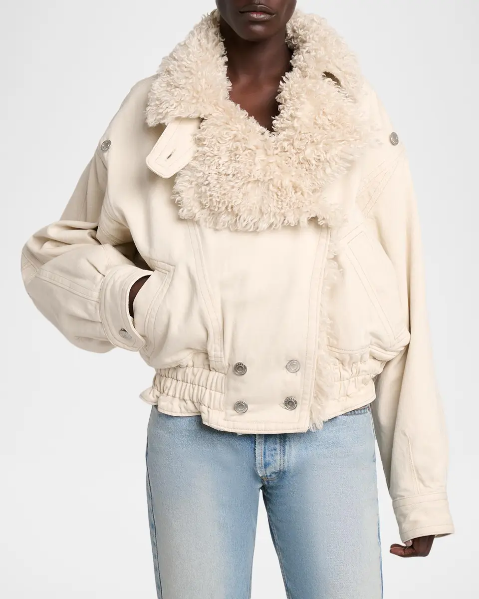 Isabel Marant Valineo Sherpa-Lined Denim Jacket | Thumbnail 4 Isabel Marant Valineo Sherpa-Lined Denim Jacket | Thumbnail 4