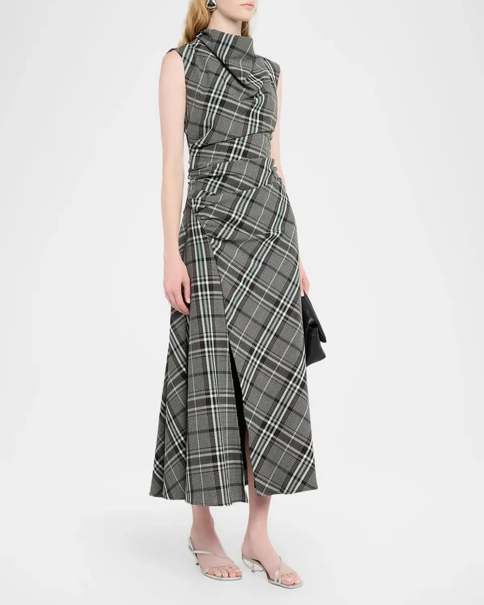 Simkhai Burke Plaid Cowl-Neck Maxi Dress | Thumbnail 4 Simkhai Burke Plaid Cowl-Neck Maxi Dress | Thumbnail 4