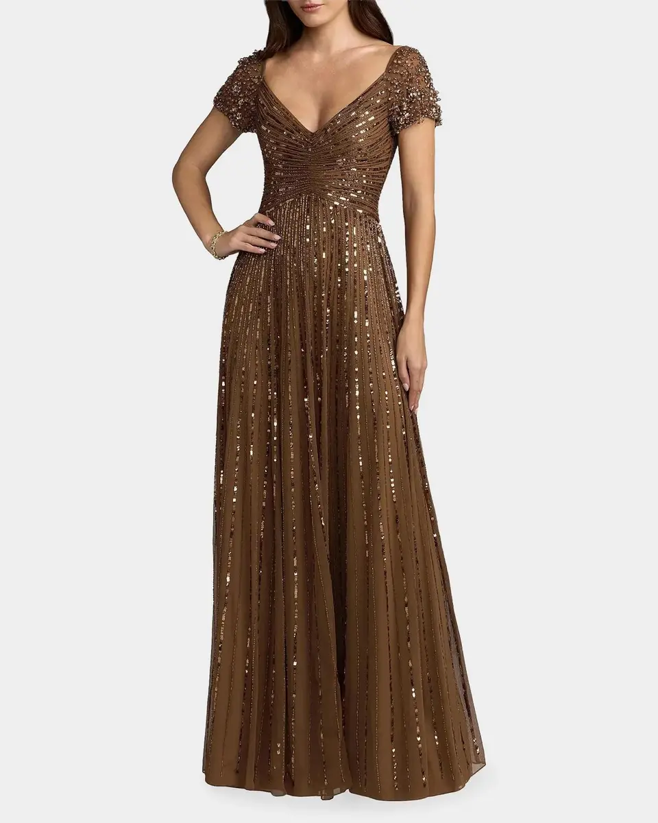 Mac Duggal Embellished Mesh Fit-&-Flare Gown | Thumbnail 2
