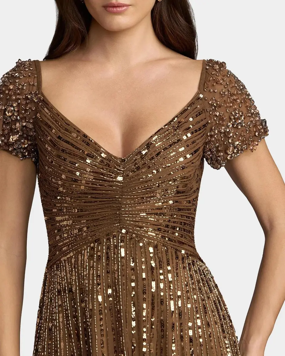 Mac Duggal Embellished Mesh Fit-&-Flare Gown | Thumbnail 4