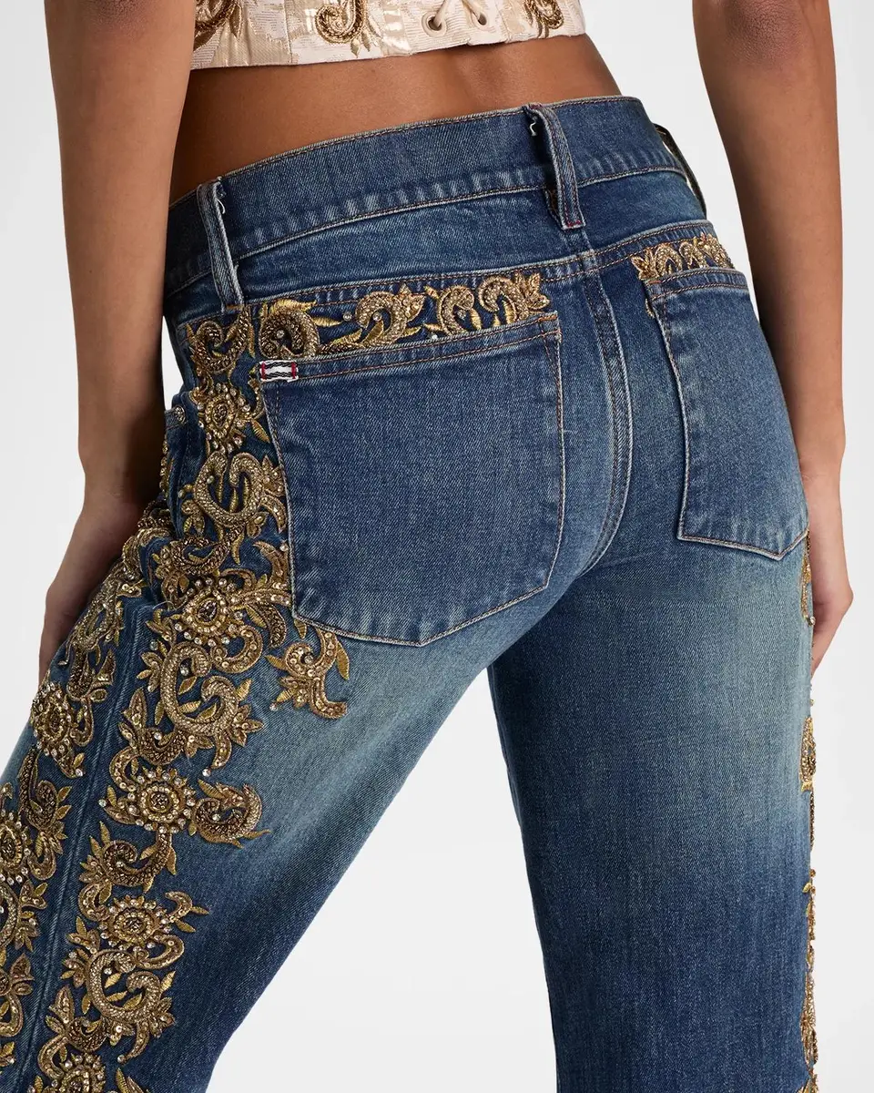Alice + Olivia Emryn Embellished Ultra Low-Rise Relaxed Flared Jeans | Thumbnail 5 Alice + Olivia Emryn Embellished Ultra Low-Rise Relaxed Flared Jeans | Thumbnail 5