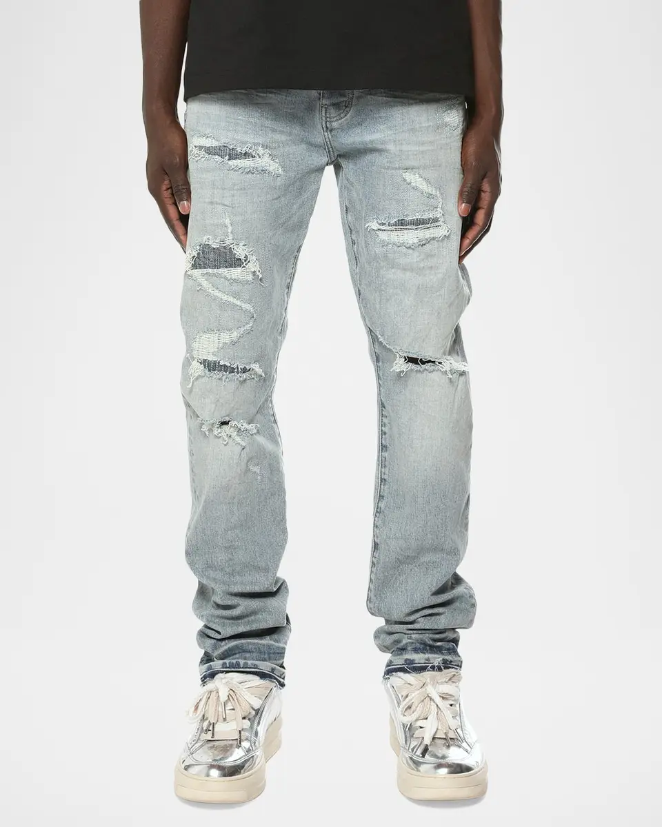 PURPLE Layered Distressed Jeans | Thumbnail 3 PURPLE Layered Distressed Jeans | Thumbnail 3