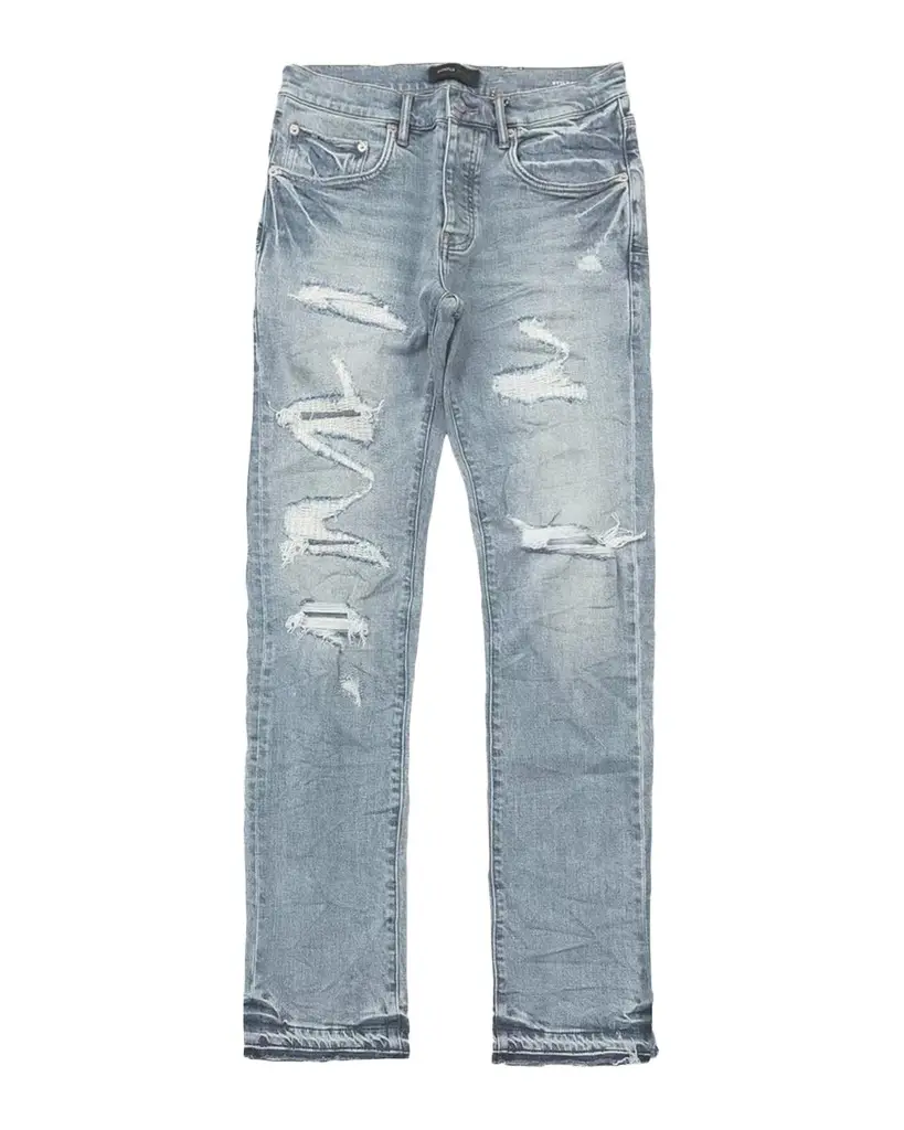 PURPLE Layered Distressed Jeans | Image 1 PURPLE Layered Distressed Jeans | Image 1