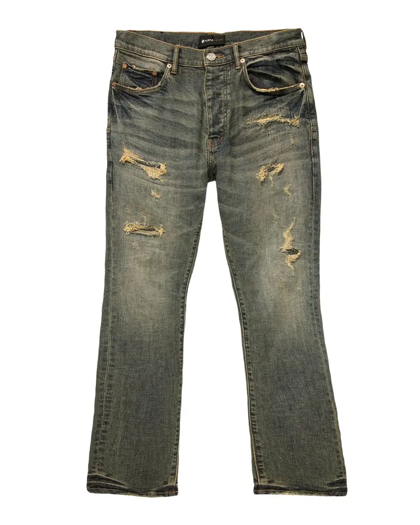 PURPLE Quilted Destroyed Bootcut Jeans